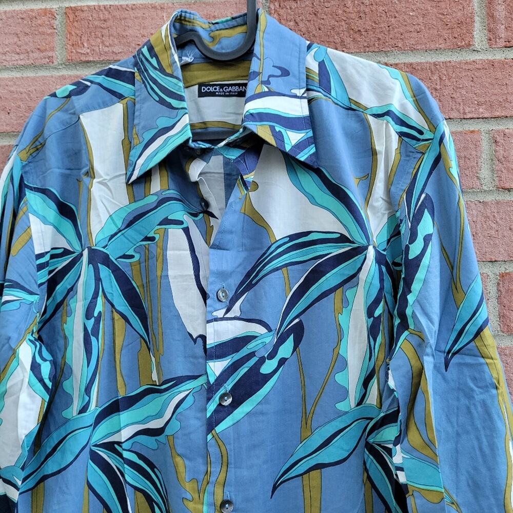 Dolce & Gabbana Men's Button Down Printed Shirt 15.25 size 40 - Picture 2 of 8